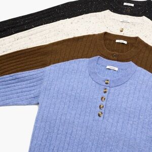 Madewell Women’s Bowden Henley in Coziest Yarn Color Heather Sky Size XS NWT